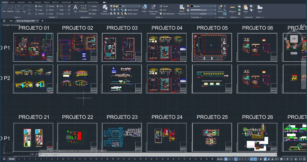 Grade com os projetos do Drive abertos no AutoCAD